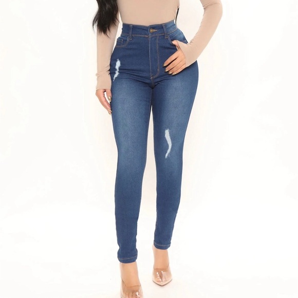 Denim - Dark Wash High Waisted Skinny Jeans